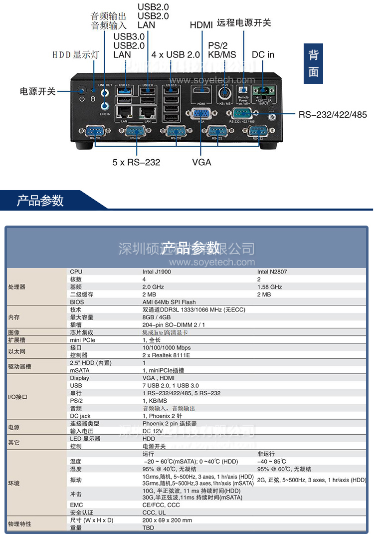 全新研华原装机 AIMC-2000 双显 前置I/O无风扇微型计算机