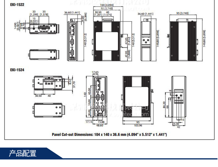 研华 EKI-1524 4 端口RS-232/422/485 串口设备联网服务器