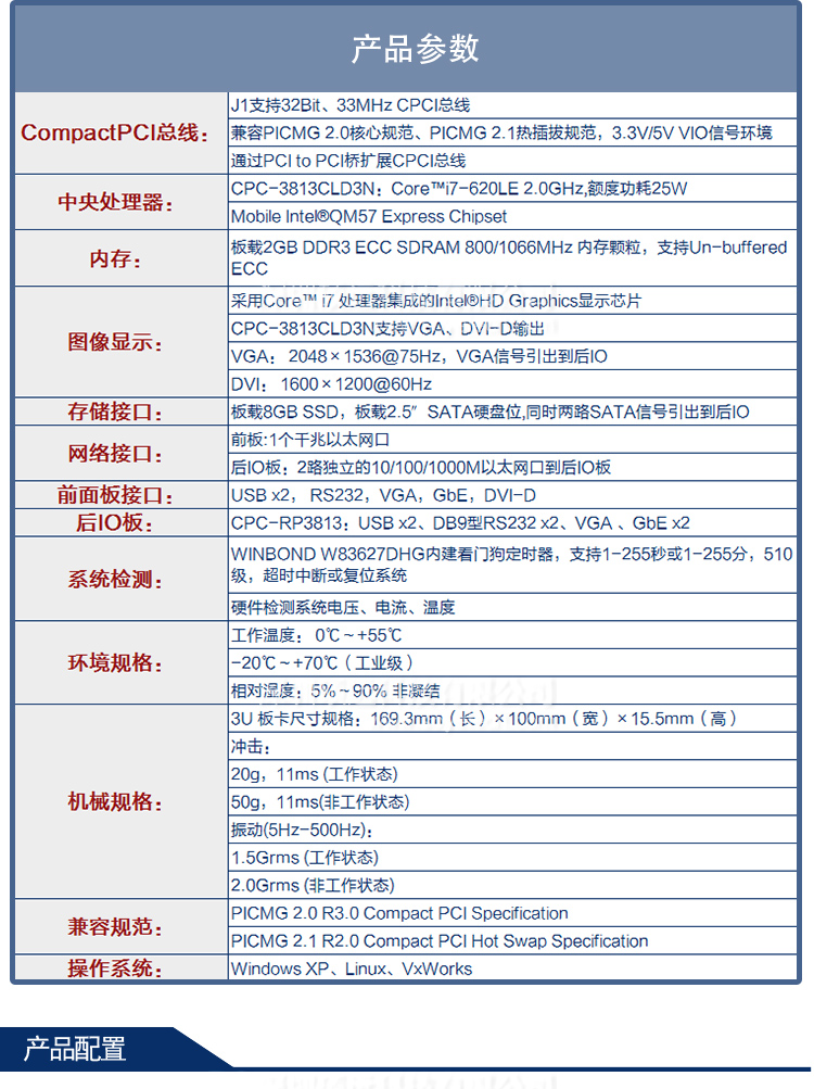 研祥3U COMPACTPCI INTEL I7高性能计算机CPC-3813CLD3N