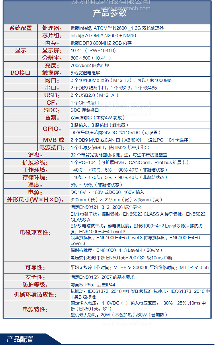 研祥铁路TCMS系统显示整机TRW-1031D/1231D