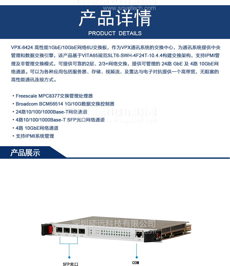 6U 24GBE VPX交换板VPX-6424
