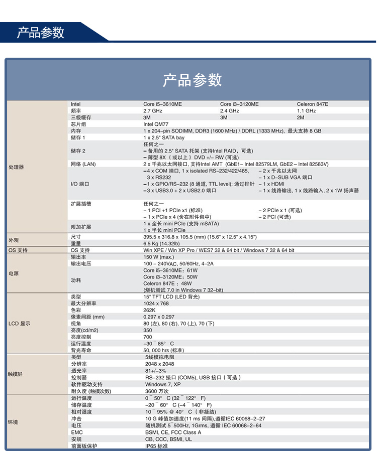 全新研华无风扇嵌入式工控机 多功能平板电脑 PPC-6150