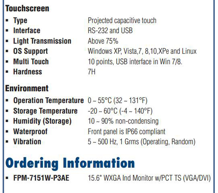 全新研华 工业等级平板显示器FPM系列 17寸工业显示器 FPM-7151W