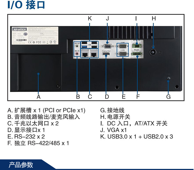 全新研华 嵌入式无风扇工业平板电脑 无噪音低功耗 PPC-3190