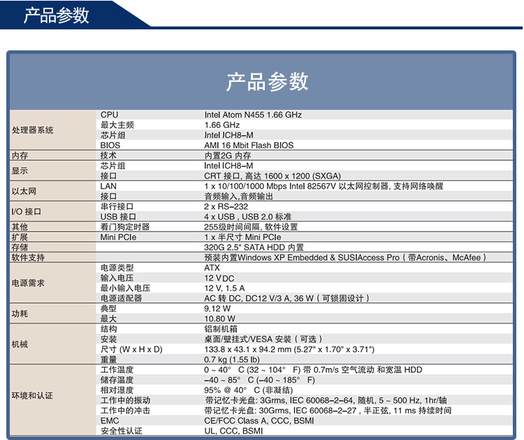 全新研华 无风扇嵌入式工控机 超紧凑ARK-1000系列 ARK-1120LX