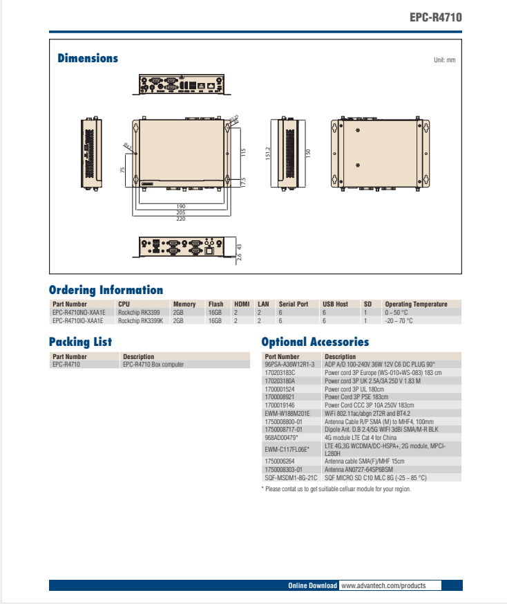 研华EPC-R4710 Rockchip RK3399 嵌入式工控机，