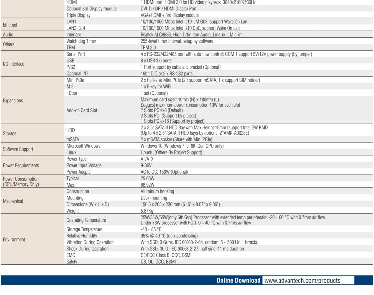 研华EIS-S230 研华 EIS-S230，边缘计算系统服务器，支持Intel 第六代、第七代处理器，可选i3/i5/i7 Xeon CPU，DDR4 最高32GB，最多可支持4 x 2.5寸硬盘，具备丰富扩展接口 4 x LAN，4 x COM，8 x USB，2 x PCIE。产品生命周期长，稳定可靠。