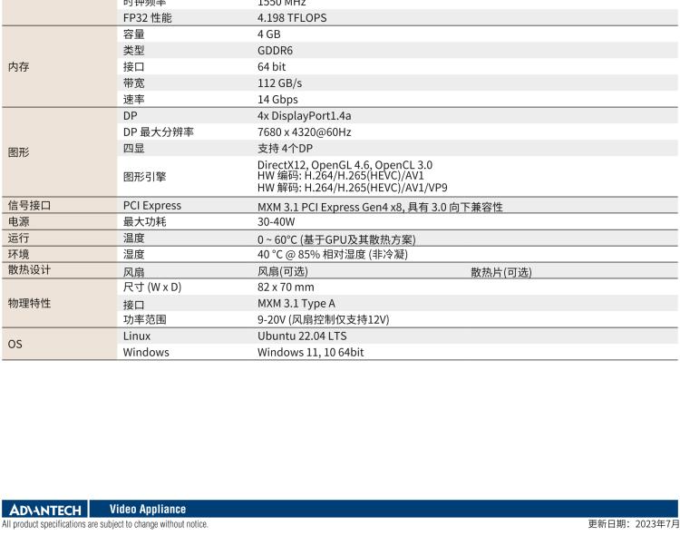 研华VEGA-X110 Intel Arc A370M MXM 3.1 Type A 嵌入式 GPU 卡，带 DP1.4a