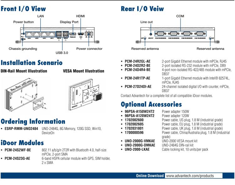 研华ESRP-RMM-UNO2484 ESRP-RMM series help to power up your IoT solution with asset management edge gateways by WISE-DeviceOn. Enable a reliable device operation.