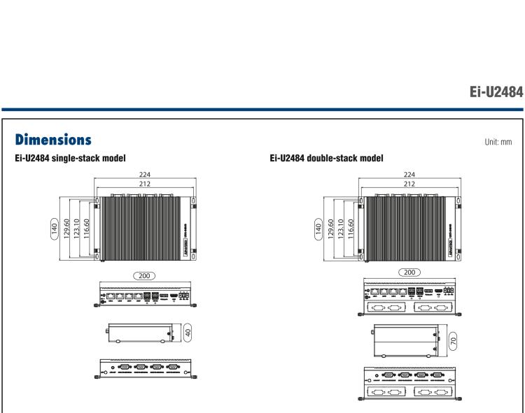 研华Ei-U2484 Regular-Size Modular Box Platform (MBP) with Intel ® Core™ i5-7300U Processor, 4 x GbE, 1 x mPCIe, 1 x HDMI, and 1 x DP