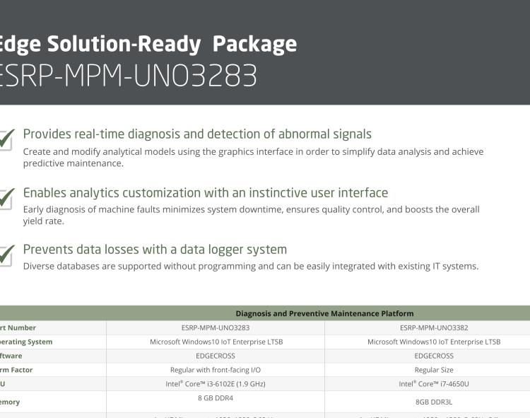 研华ESRP-MPM-UNO3283 Diagnosis and preventive maintenance platform, EDGECROSS, UNO-3283G-634AE, 8 GB RAM, 64 GB SSD, Windows 10 IoT Enterprise LTSB