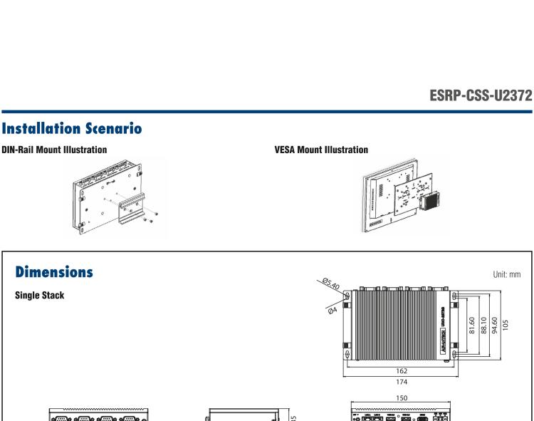 研华ESRP-CSS-U2372 Intel® Celeron® J3455 Small-Size Modular Embedded Box PC with Azure IoT Edge and WISE-EdgeLink