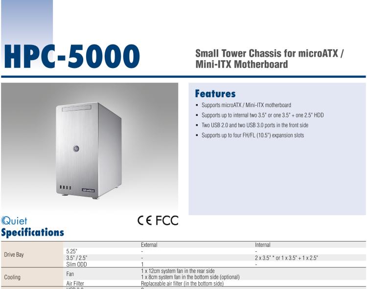 研华HPC-5000 microATX / Mini-ITX主板的小型塔式机箱