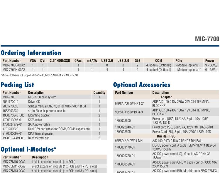 研华MIC-7700 Intel® 第六代/第七代 Core i 台式机处理器紧凑型无风扇系统