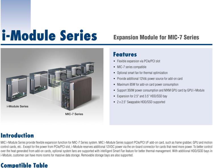 研华MIC-75M40 带1个PCIe x8、3个PCIe x4的4插槽扩展i-Module