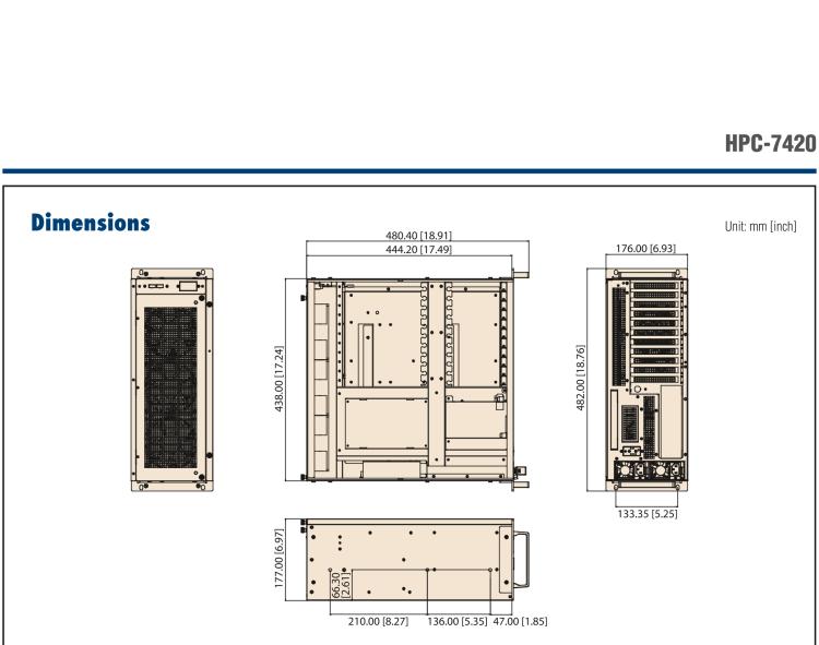 研华HPC-7420 用于EE-ATX/EATX/ATX主板的4U 短深度服务器机箱，带有11个FH/FL扩展插槽