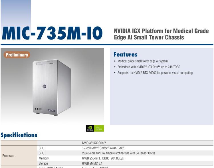 研华MIC-735M-IO AI medical-grade system based on NVIDIA® IGX Orin™ in AI small tower chassis
