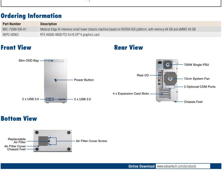 研华MIC-735M-IO AI medical-grade system based on NVIDIA® IGX Orin™ in AI small tower chassis