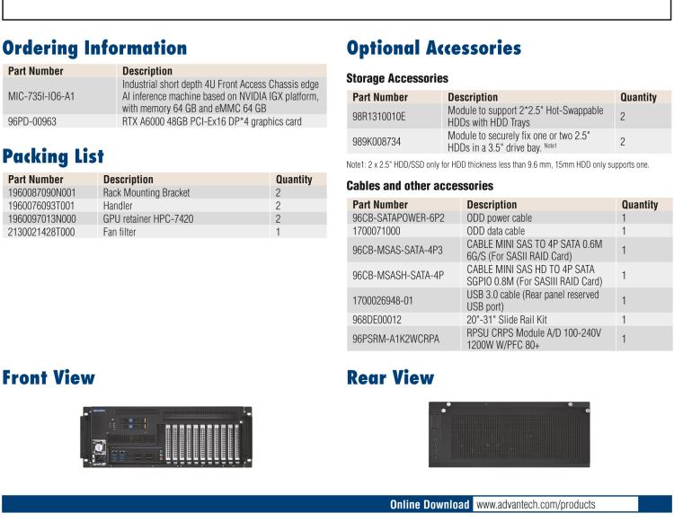 研华MIC-735I-IO NVIDIA IGX Platform for 4U Front Access Chassis
