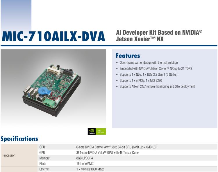 研华MIC-710AILX-DVA NVIDIA® Jetson Xavier NX开发板