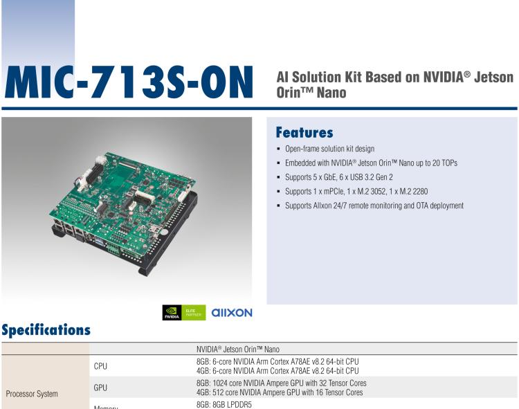研华MIC-713S-ON AI Solution Kit Based on NVIDIA® Jetson Orin™ Nano