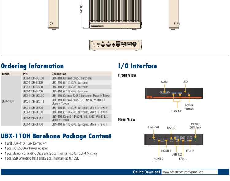 研华UBX-110 研华 UBX-110 是一台工业级微型计算机，适用于办公室、零售应用等。内置 Intel Tiger Lake 系列处理器提升系统性能和工作效率。