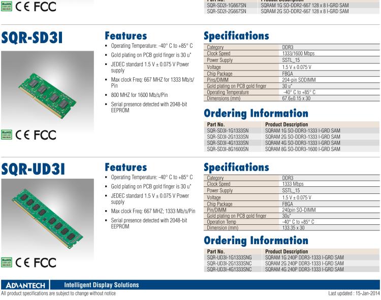 研华SQR-SD2I 工业级 DDR2 SODIMM