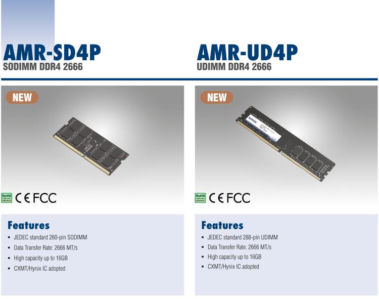 研华AMR-SD4P 此系列提供国产化的内存，产品于中国制造，并采用中国品牌CXMT DRAM IC和Hynix IC 芯片。
