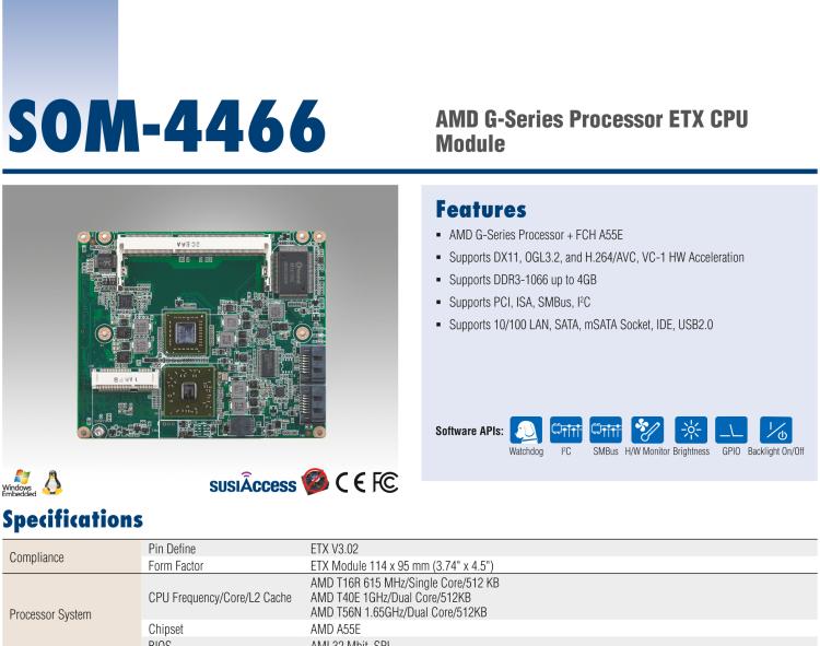 研华SOM-4466 AMD G系列处理器T16R ETX CPU模块