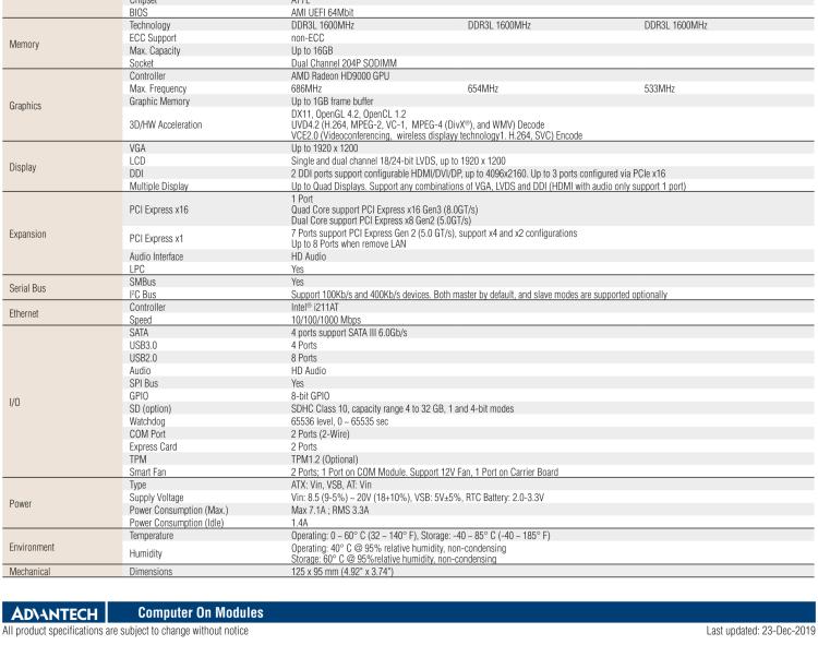 研华SOM-5893 第二代 AMD 嵌入式 R系列APU，COM Express Basic 模块