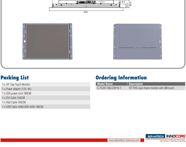 研华96LCDK19-1 19" Open Frame Gaming Monitor