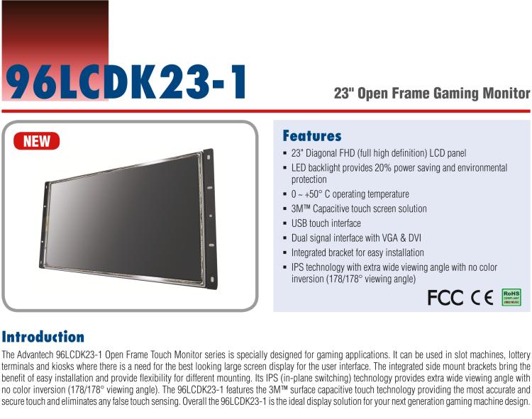 研华96LCDK23-1 23" Open Frame Gaming Monitor