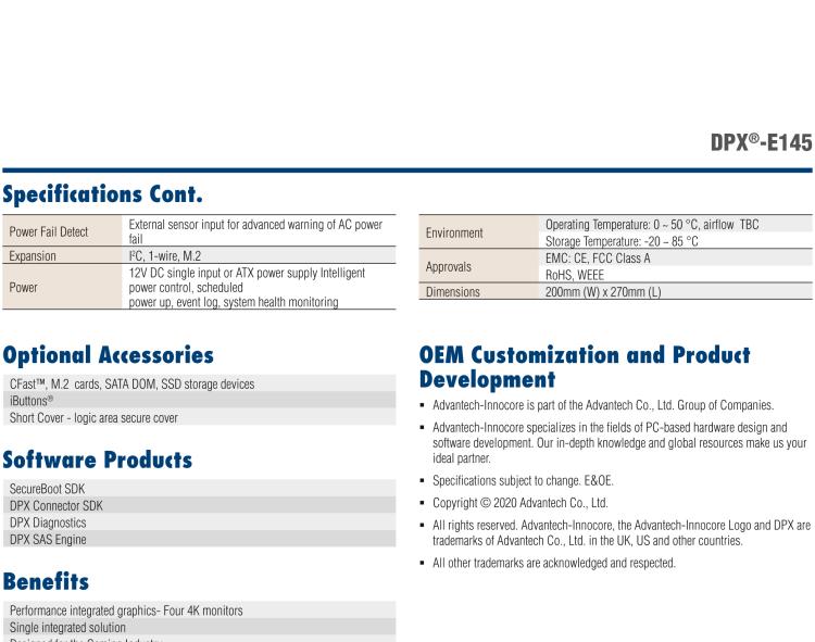 研华DPX-E145 The DPX®-E145 is a completely integrated system based on the 11th generation Intel Core embedded platform for gaming applications.