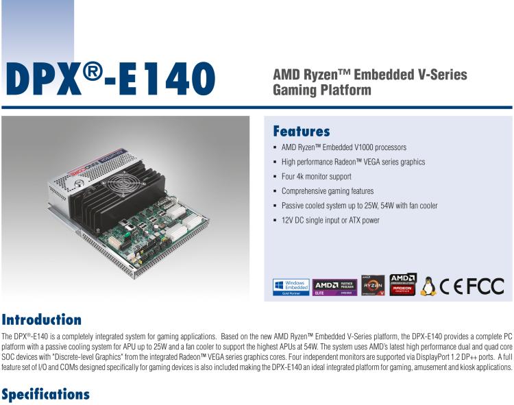 研华DPX-E140 AMD Ryzen™ Embedded V-Series Gaming Platform