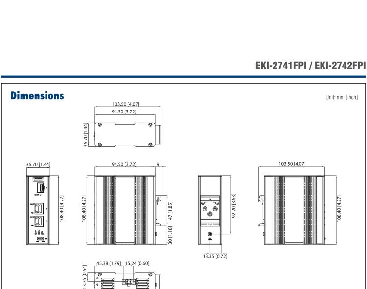 研华EKI-2742FPI 2GE PoE, SFP Injector ,IEEE802.3af/at, 48VDC, -40~75℃