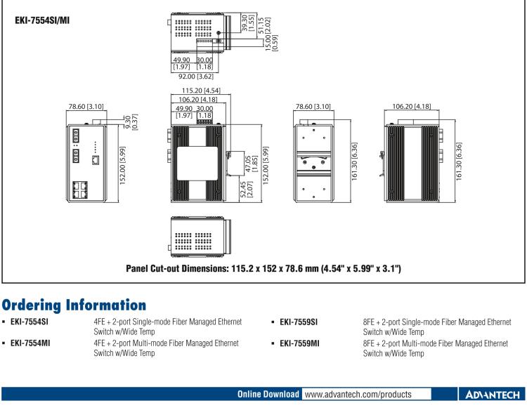 研华EKI-7559SI 8+2SC 光纤端口宽温网管型工业以太网交换机