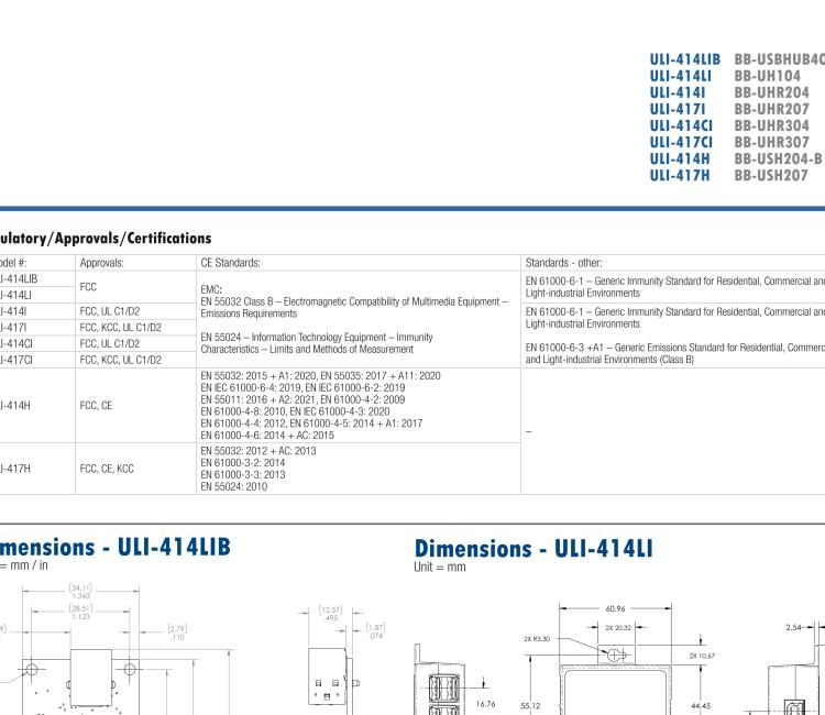 研华BB-UHR307 ULI-417CI 7 端口隔离式 USB 集线器