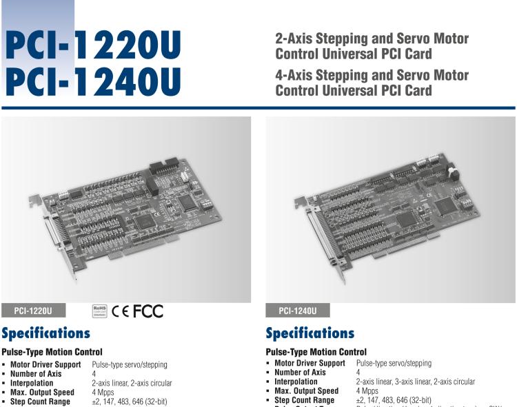 研华PCI-1240U 4轴通用PCI步进/脉冲伺服电机运动控制卡