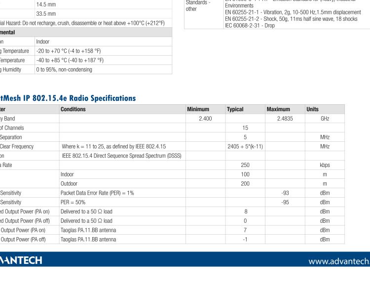 研华BB-WCD1H3001HP100 Wzzard Mesh Indoor Node - Temp, Humidity, 3 AI, 100ms Vbat Power Out