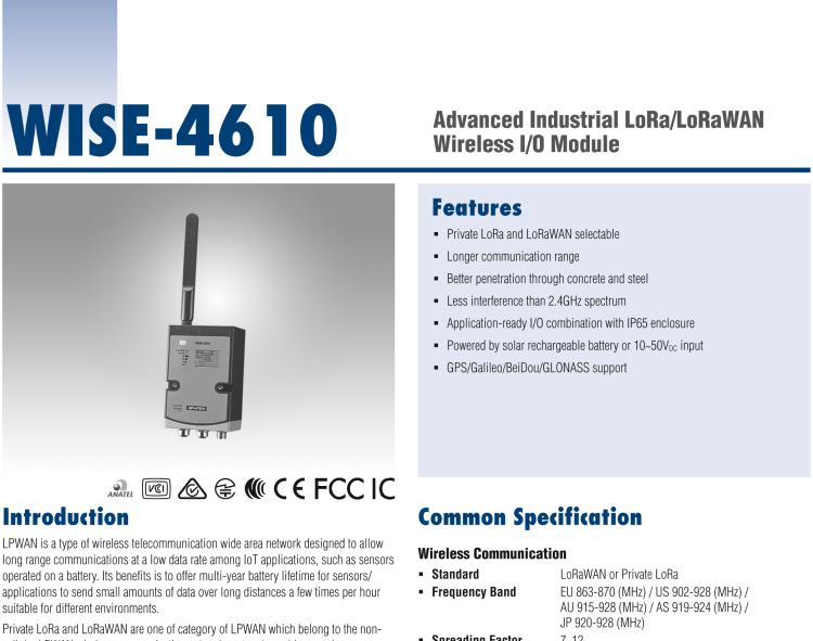 研华WISE-4610P Advanced LoRaWAN IoT Wireless Modular I/O