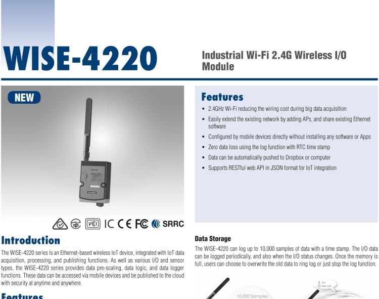 研华WISE-4220-S231 内置温湿度传感器物联网无线传感器节点