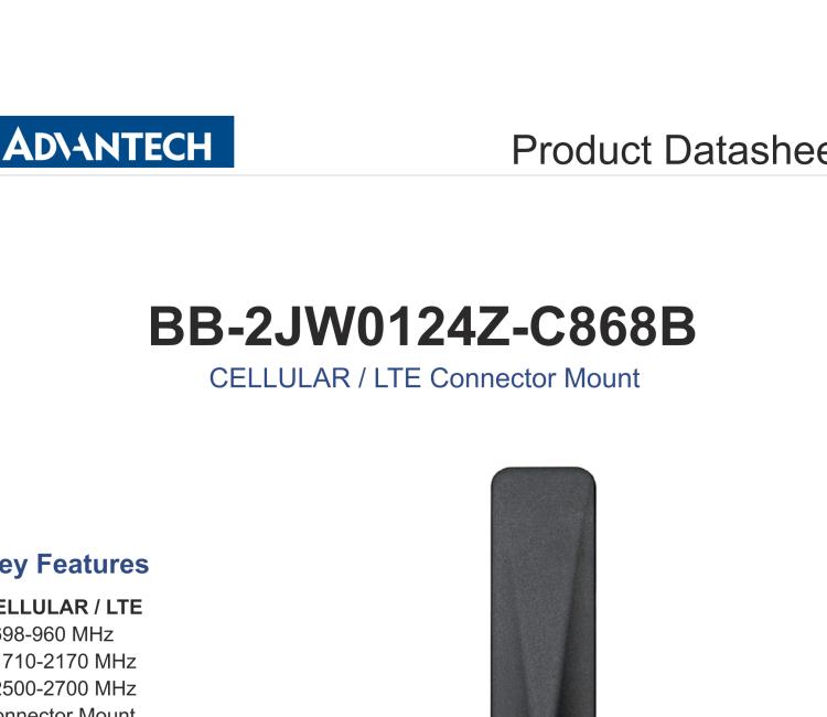 研华BB-2JW0124Z-C868B 4G LTE / 3G / 2G Ultra Wideband Antenna, SMA-M