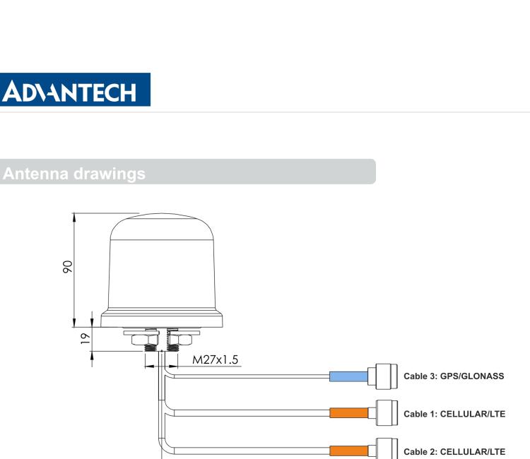 研华BB-2J7041BGFA-300 Cellular / LTE MIMO and GNSS Antenna