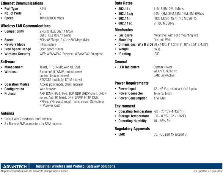 研华EKI-6333AC-2GD IEEE 802.11 a/b/g/n/ac Wi-Fi Access Point