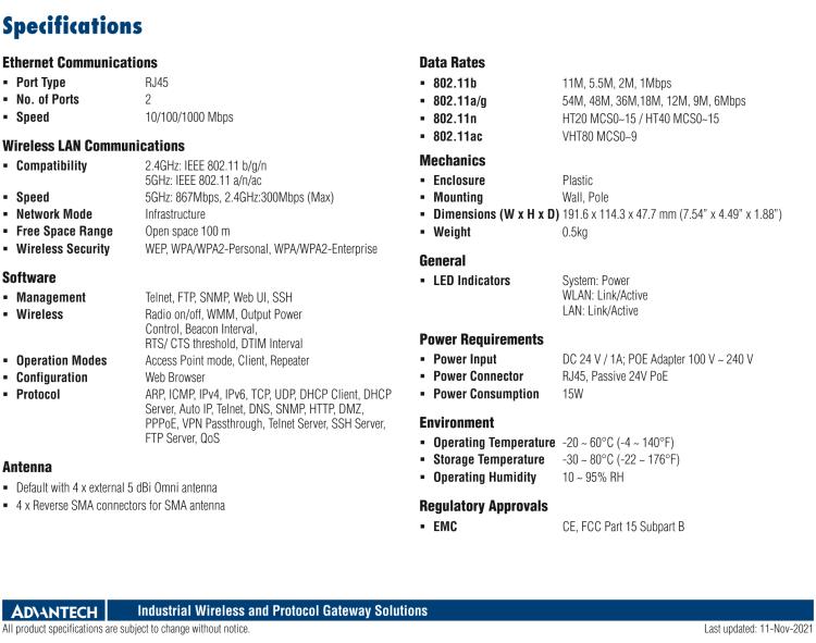 研华EKI-6333AC-2G IEEE 802.11 a/b/g/n/ac Wi-Fi AP