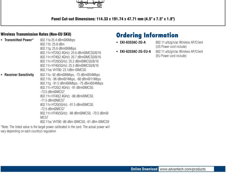 研华EKI-6333AC-2G IEEE 802.11 a/b/g/n/ac Wi-Fi AP