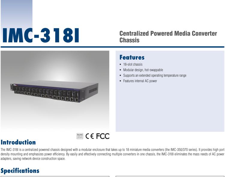 研华BB-850-13086 IE-PowerTray/18-AC（-20°C 至 +70°C）- 18 插槽 AC 供电机箱