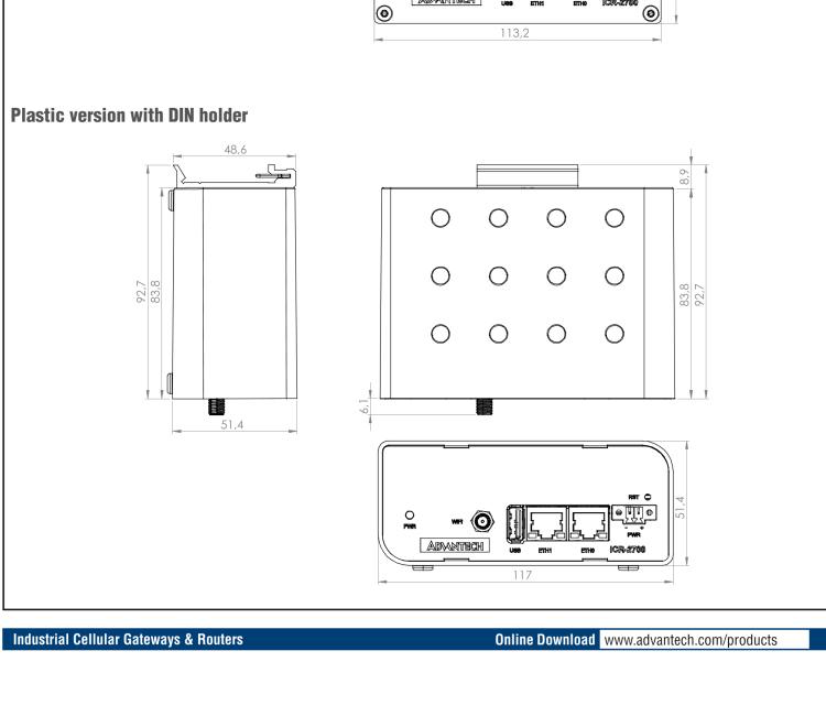 研华ICR-2701A02 ICR-2700, EMEA, 2× ETH, USB, Metal, UK Power Supply
