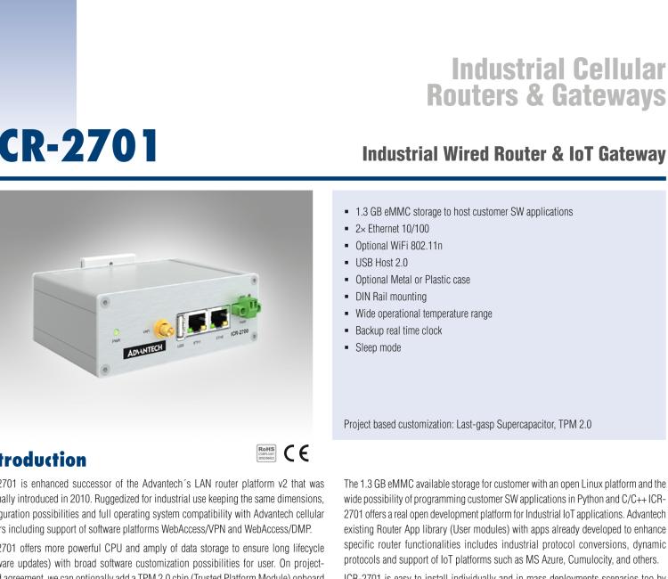 研华ICR-2701 ICR-2700, EMEA, 2x Ethernet, USB, Metal, Without Accessories