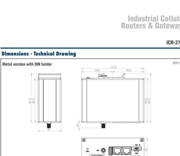 研华ICR-2701 ICR-2700, EMEA, 2x Ethernet, USB, Metal, Without Accessories